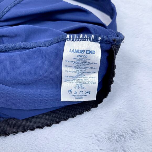 Lands End SlenderSuit Tummy Control Wrap One Piece Swimsuit Blue Womens 22W DD - Picture 8 of 12